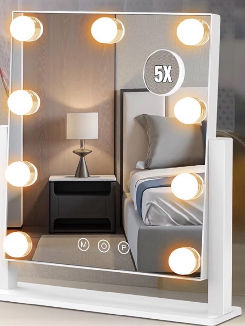 Brand New LED Lighted Tabletop Makeup Mirror with Dimmable Touch Switch